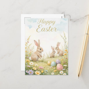 Vintag Pastell Bunny Osterspringtime Feiertagspostkarte