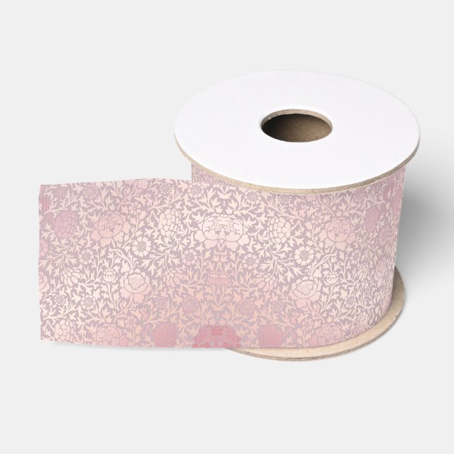 Vintag Pastellrosa Silberblume Ripsband (Spule)
