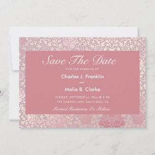Vintag Pastellrosa Silberblume Save The Date