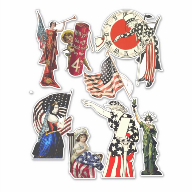Vintag Patriotic Americana 4. Juli Art Collag Aufkleber (Vorderseite)