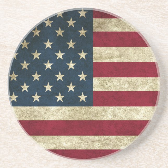 Vintag Patriotic Grunge USA Flag Sandstein Untersetzer (Vorne)