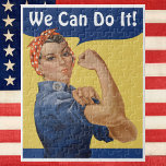 Vintag Patriotic Rosie der Riveter, wir können es<br><div class="desc">Einfach zu anpassen Rätsel, fügen Sie einfach Ihren eigenen persönlichen Text. Klicken Sie durch, um auf die Entwurfswerkzeuge zuzugreifen, um den Stil oder die Farbe des Schriftartes zu ändern. Vintage Illustration Patriotismus Design mit einer Dame, die seitdem als Rosie der Riveter bekannt ist. "We Can Do It!" ist ein amerikanisches...</div>