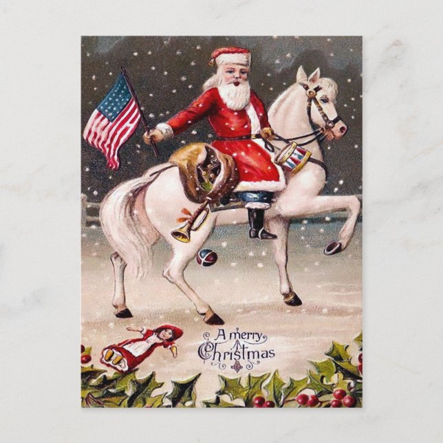 Vintag Patriotic Santa Postkarte (Vorderseite)