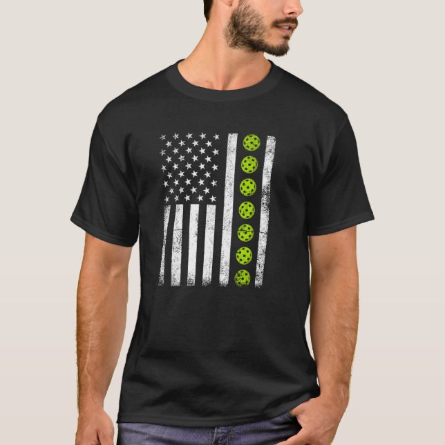 Vintag Patriotic USA Pickleball T-Shirt (Vorderseite)