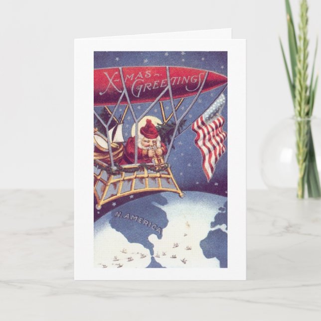 Vintag - Patriotischer Weihnachtsmann, Feiertagskarte (Vorderseite)