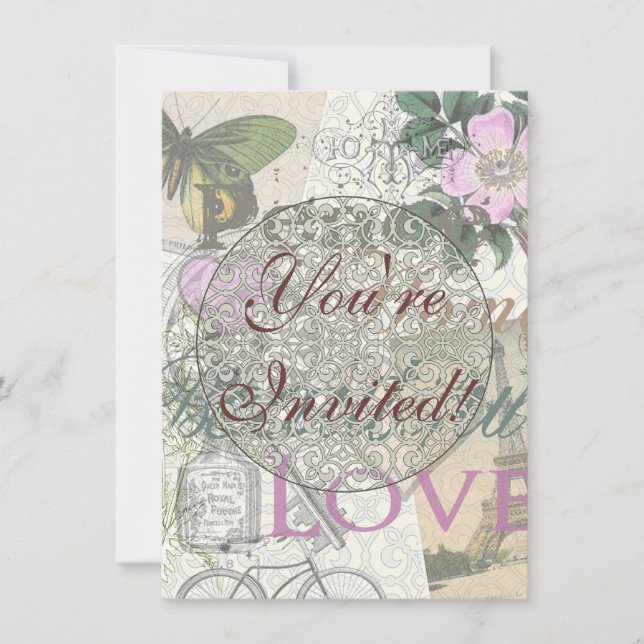 Vintag Peace Zuhause Schöne Liebe Einladung (Vorderseite)