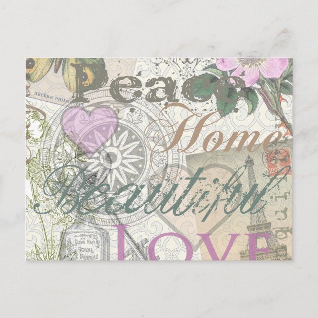 Vintag Peace Zuhause Schöne Liebe Postkarte (Vorderseite)
