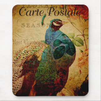 Vintag Peacock Floral Mousepad
