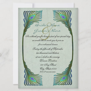 Vintag Peacock Hochzeitliches Probe-Dinner Einladung