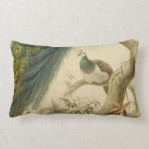Vintag Peacock Lumbar Pillow