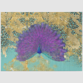 Vintag Peacock Turquoise Gold Leopard Decoupage Seidenpapier