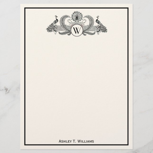 Vintag Peacocks Monogram Ivory BG (Vorderseite)