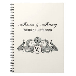 Vintag Peacocks Monogram Ivory BG Notizblock