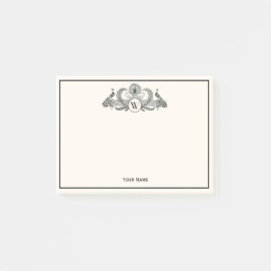 Vintag Peacocks Monogram Ivory BG Post-it Klebezettel