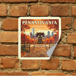 Vintag Pennsylvania Quadratischer Aufkleber