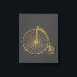 Vintag Penny Farthing Bike Black Gold Glitzer Leinwanddruck<br><div class="desc">Diese stilvolle Leinwand besticht durch ein Vintages altmodisches Penny-Farthing-Fahrrad im Imitat Gold-Glitzer auf kohlegrauem Hintergrund.</div>
