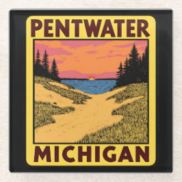 Vintag Pentwater Michigan Glasuntersetzer