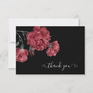 Vintag Peonies Black Brautparty Dankeskarte