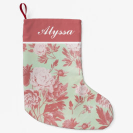 Vintag Peonies Personalisiert Kleiner Weihnachtsstrumpf