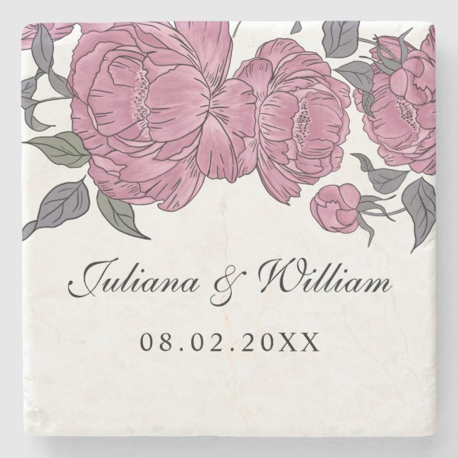 Vintag Peonies Untersetzer (Vorderseite)