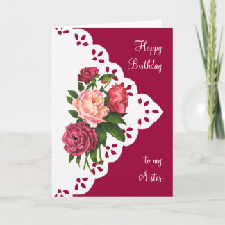 Vintag Peony Blume Sister Scripse Verse Karte