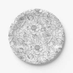 Vintag Peony Floral Muster Pappteller
