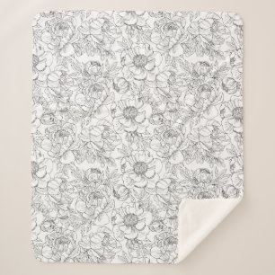 Vintag Peony Floral Muster Sherpadecke