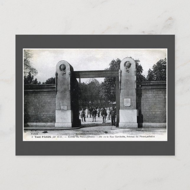 Vintag Pere Lachaise Friedhof, Paris, Frankreich Postkarte (Vorderseite)