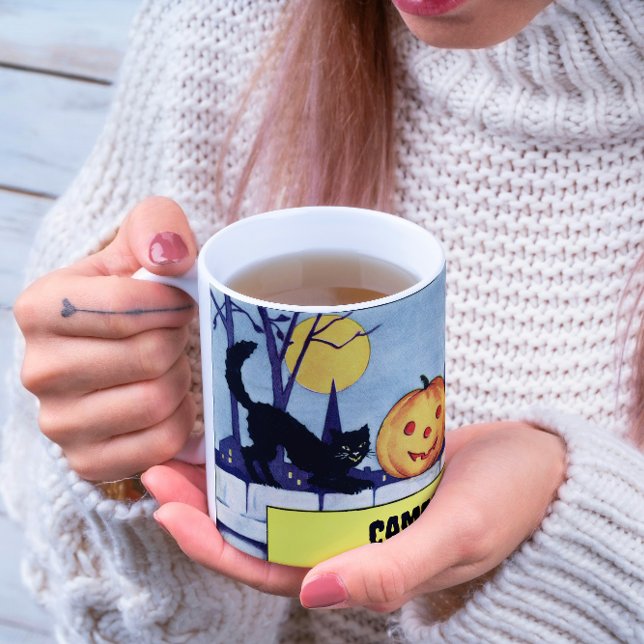 Vintag personalisierbare Katzen KürbisHalloween Tasse (Von Creator hochgeladen)