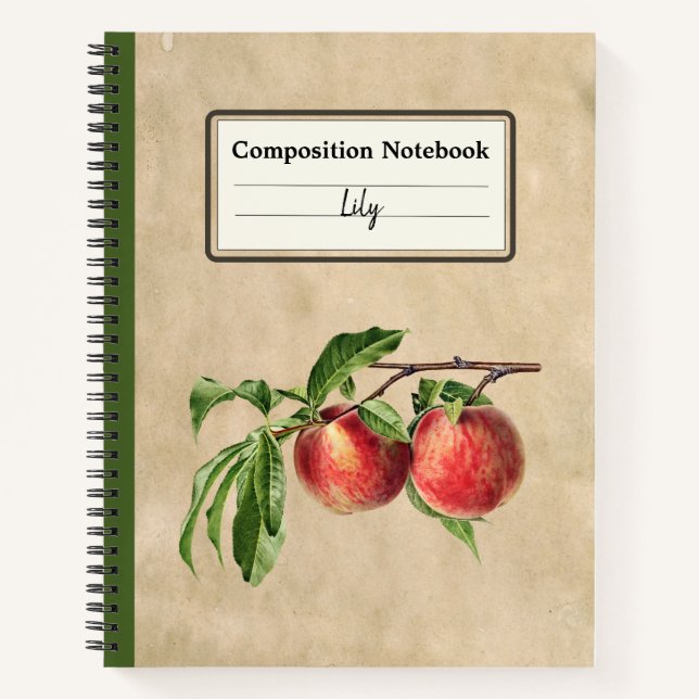 Vintag Pfirsiche Illustration Personalisiert Comp Notizbuch (Vorderseite)