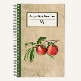 Vintag Pfirsiche Illustration Personalisiert Comp Notizbuch