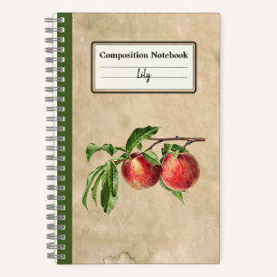 Vintag Pfirsiche Illustration Personalisiert Comp Notizbuch
