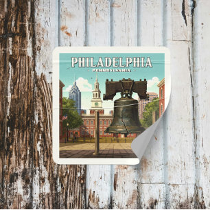 Vintag Philadelphia Pennsylvania Quadratischer Aufkleber