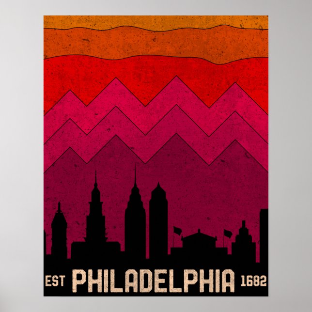 Vintag Philadelphia Philly Pennsylvania Skyline Poster (Vorne)