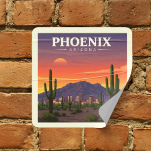 Vintag Phoenix Arizona Quadratischer Aufkleber