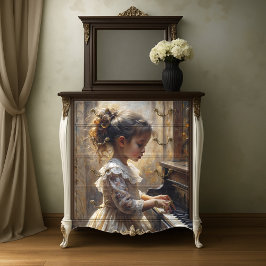 Vintag Piano Girl Romantische Storybook Musikszene Seidenpapier