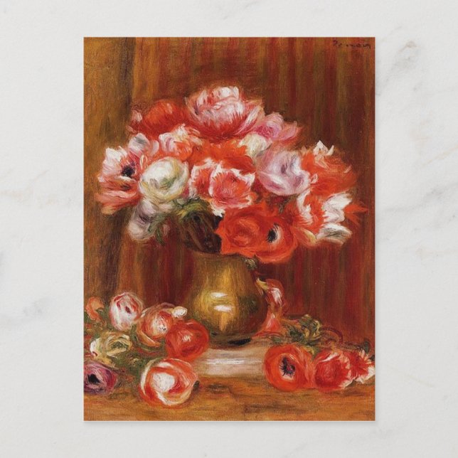 Vintag Pierre-Auguste Renoir Anemones Postkarte (Vorderseite)