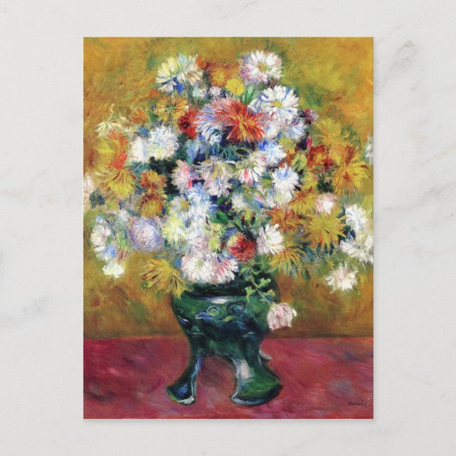 Vintag Pierre Auguste Renoir Chrysanthemen Feiertagspostkarte (Vorderseite)
