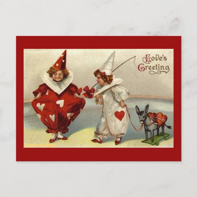 Vintag Pierrots Valentine Postcard Feiertagspostkarte (Vorderseite)