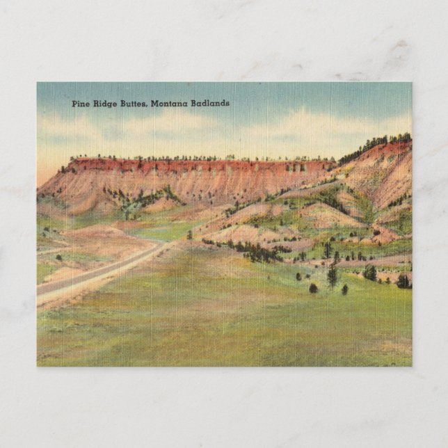 Vintag, Pine Ridge Buttons, Montana, Badlands Postkarte (Vorderseite)