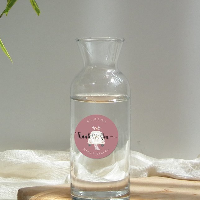 Vintag-Pink-Autohochzeit Runder Aufkleber (Von Creator hochgeladen)