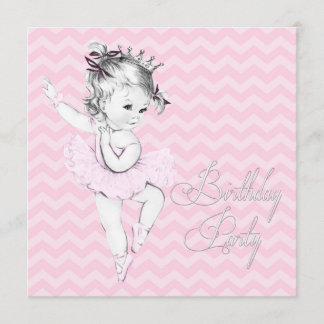 Vintag Pink Ballerina Geburtstagsparty Einladungen