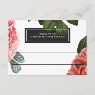 Vintag | Pink Black & White RSVP Karte