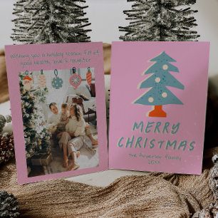 Vintag Pink Blue Colorful Funky Tree Weihnachten