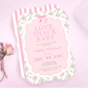 Vintag Pink Blumengarten Bow Babydusche Einladung