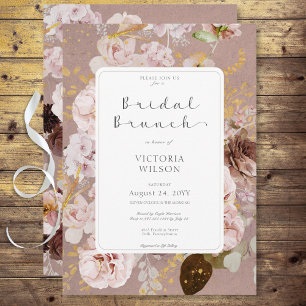 Vintag Pink Blush Bloral Bridal Brunch Einladung