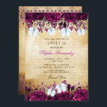 Vintag Pink Blütenschmetterling Sweet 16 Einladung<br><div class="desc">Vintage elegante rosafarbene Blumenschmetterlinge Sweet 16 Einladung</div>