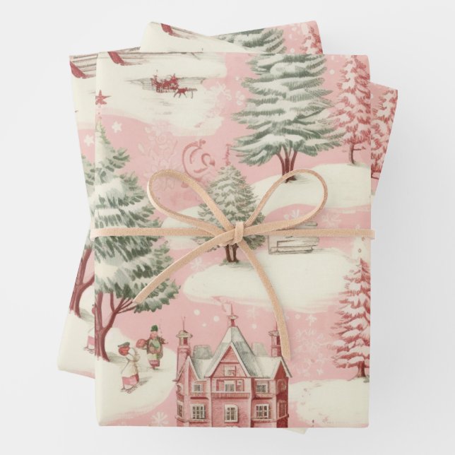 Vintag Pink Christmas Geschenkpapier Set (Beispiel)