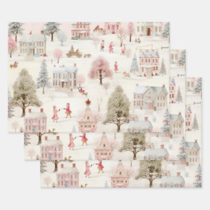 Vintag Pink Christmas Geschenkpapier Set