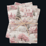 Vintag Pink Christmas Geschenkpapier Set<br><div class="desc">Schönes Aquarellbild Weihnachtsmuster ist die Schattierungen von Rosa und Grün Schnee Szene . Trendy rosa Weihnachtsgeschenkpapier.</div>